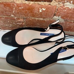 Never Worn Stuart Weitzman Black Leather Cap Toe Pump